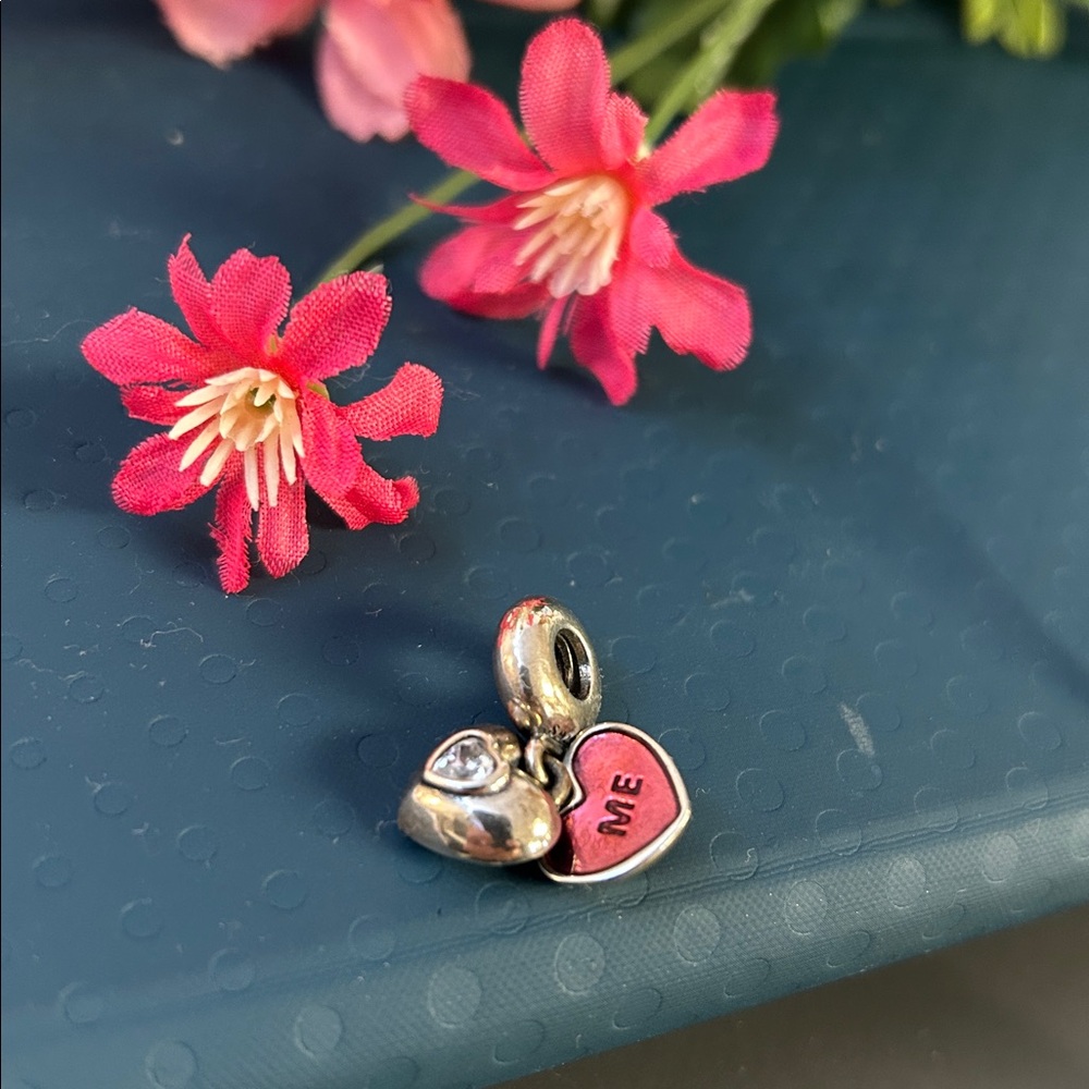 Pandora silver dangling heart charm